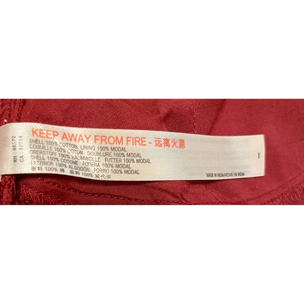 Free People Wine Red Babydoll Mini Dress Puff Sleeve Open Back L NWT 100% Cotton - Picture 10 of 10